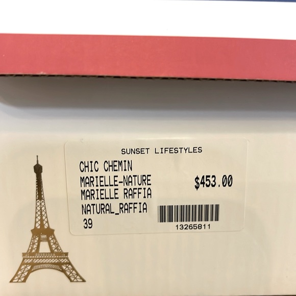 Chic Chemin by Gia Maccagno Marielle Natural Raffia Shoes Size 39 - Picture 7 of 8